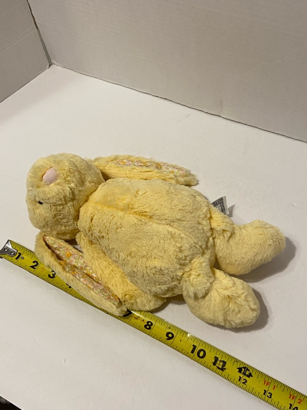 Jellycat Blossom Lemon Bunny Retired yellow plush, floral-patterned ear lining - Picture 10 of 10